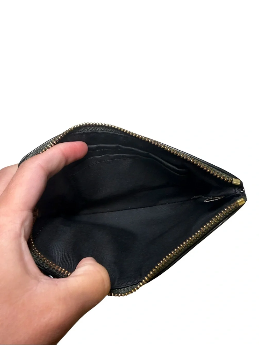Coach Black Camo Wristlet with Gold Logo